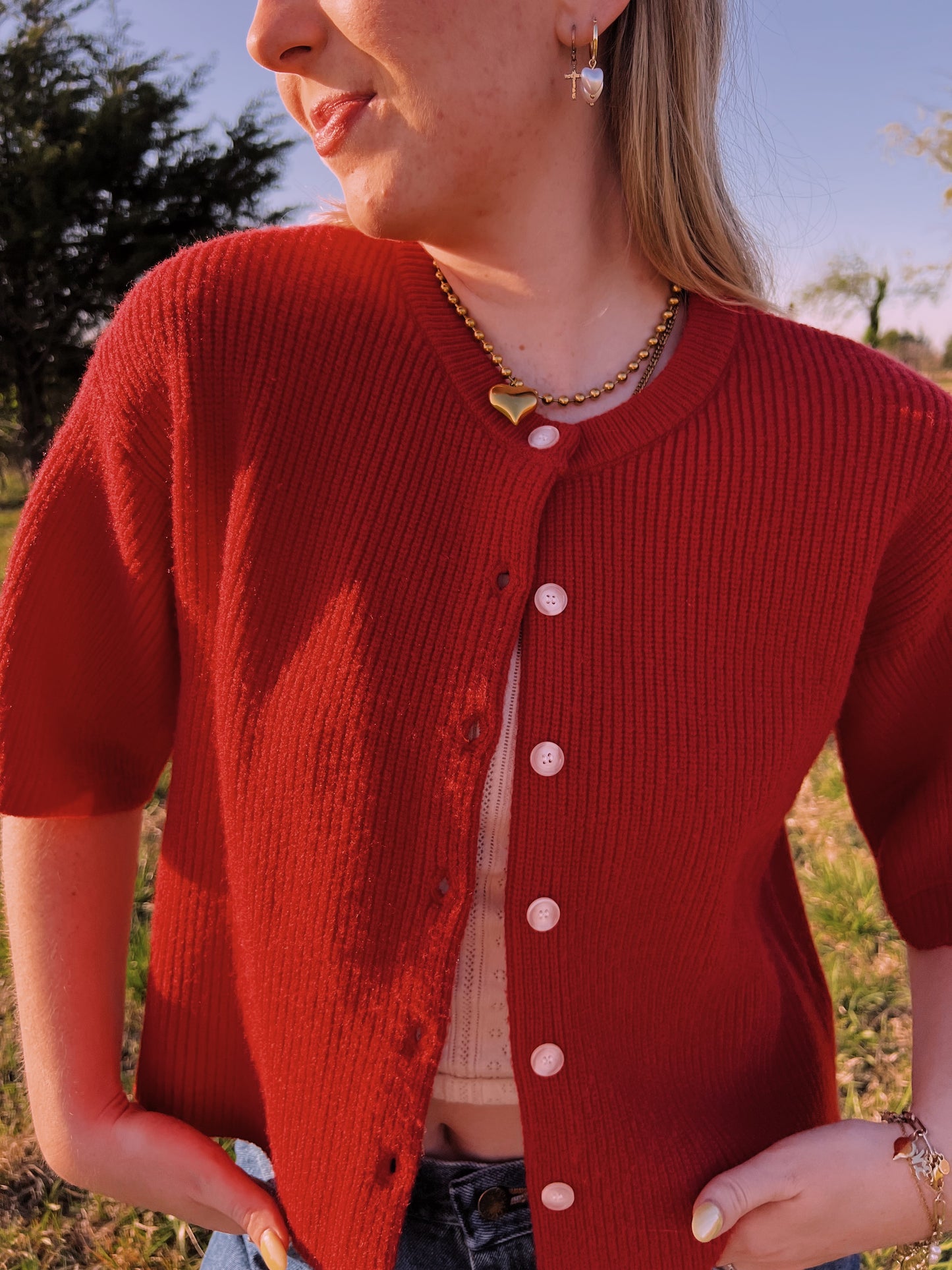 Little red cardigan