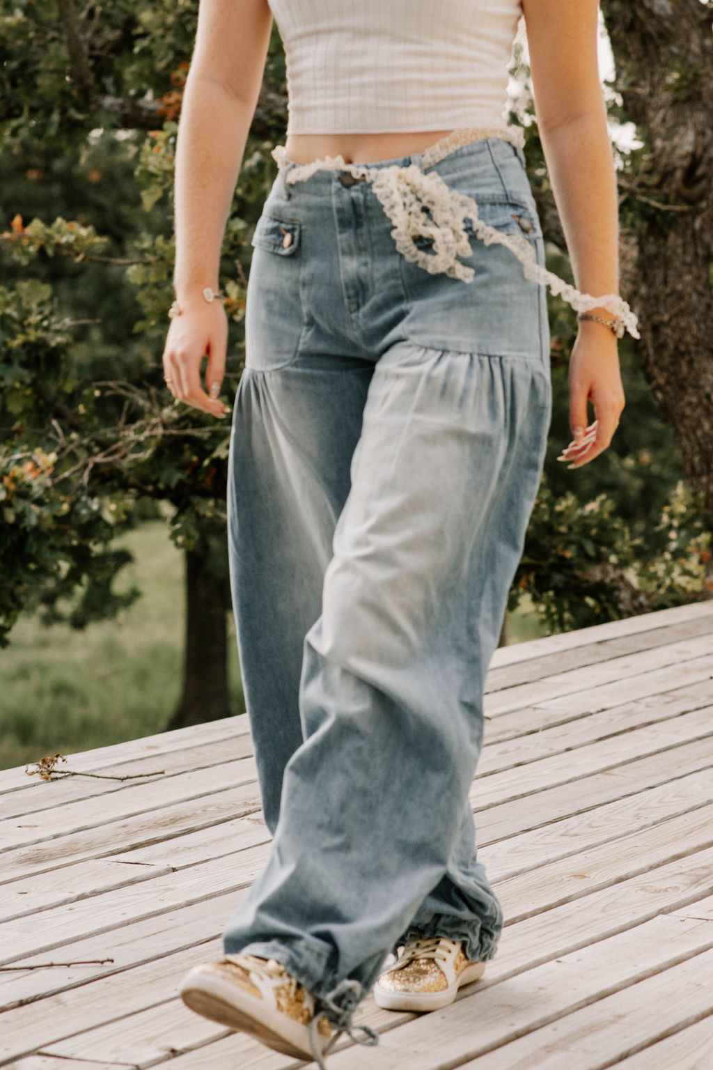 Boho denim jeans