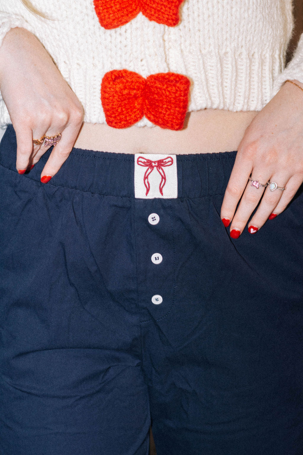 Navy blue bow pants