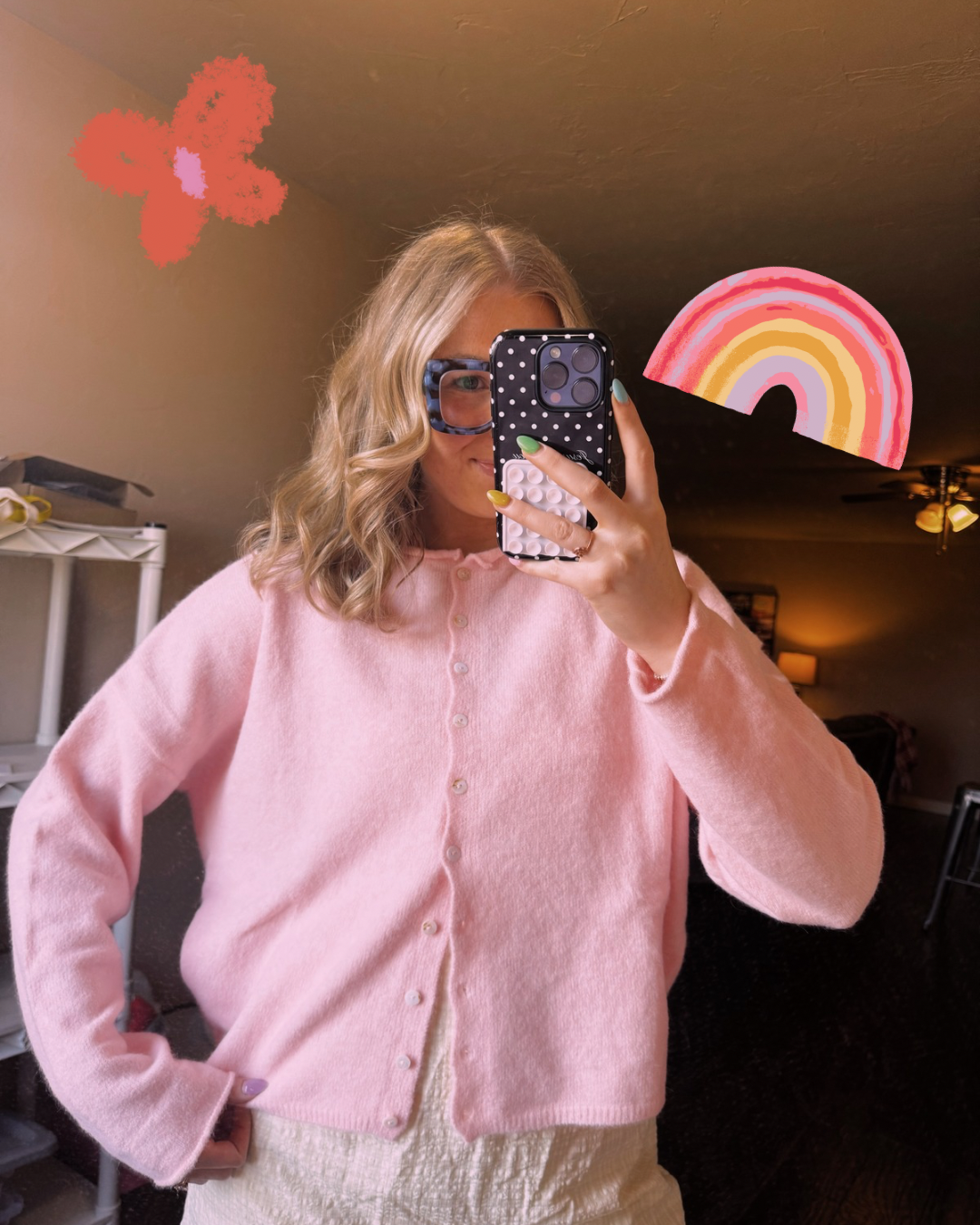 Pretty in pink sweater!