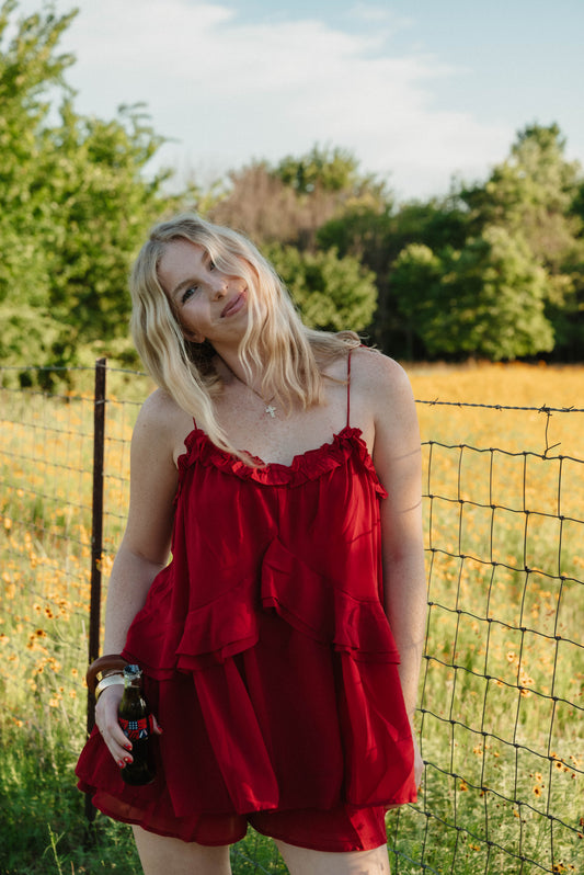 Flowy crimson romper
