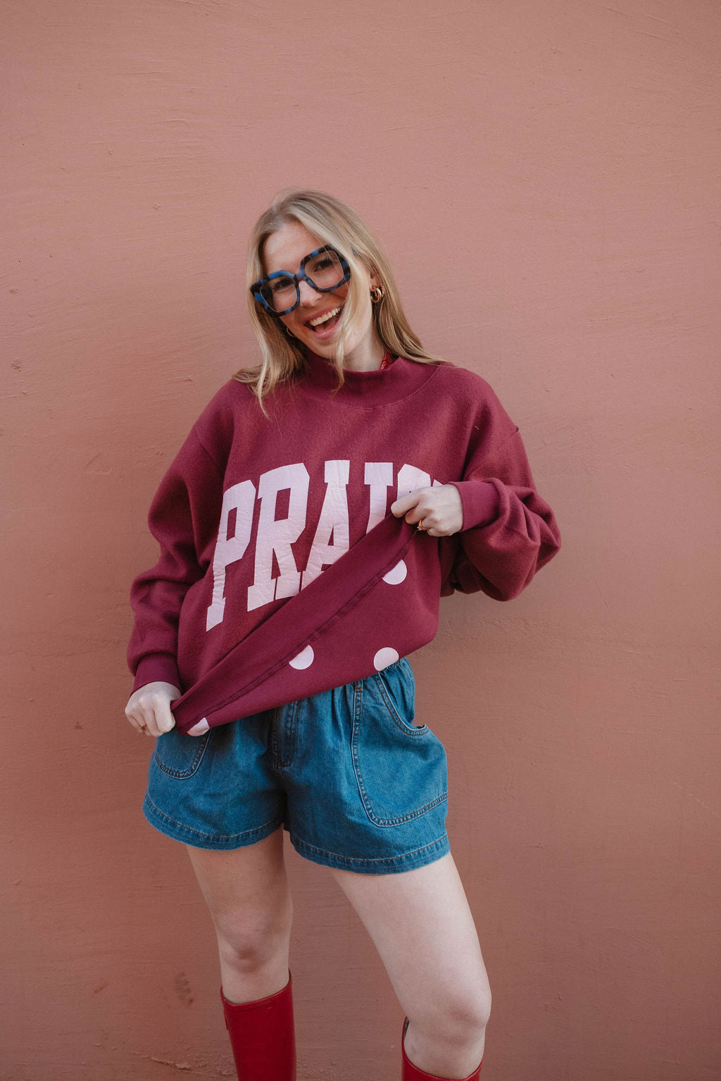 PRAISE GOD REVERSIBLE POLKA DOT PULLOVER!