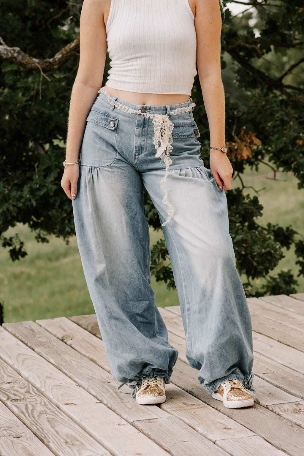 Boho denim jeans