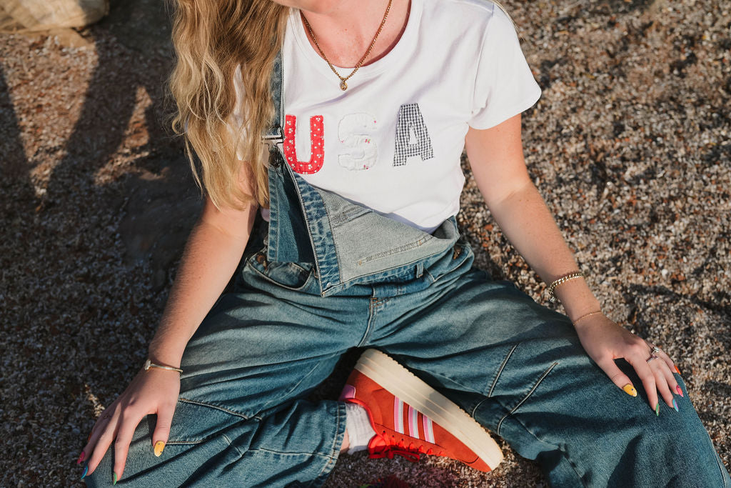 Patchwork USA baby tee