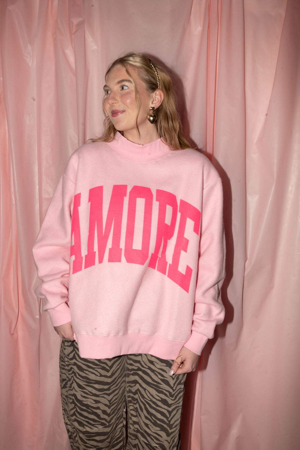 AMORE mock neck reversible pullover!