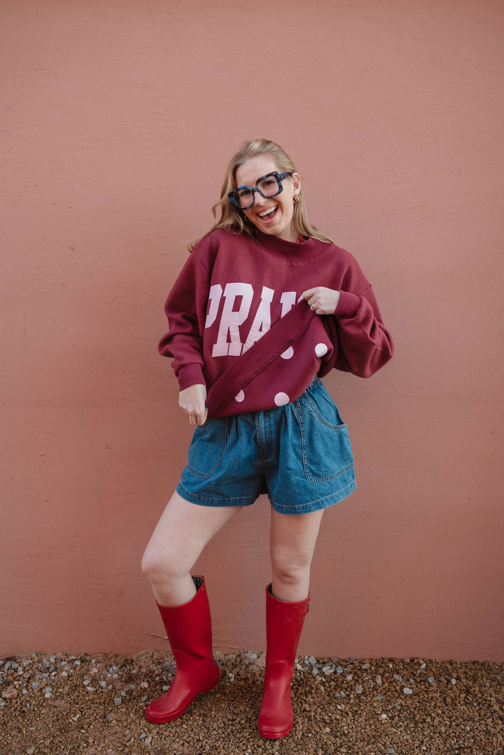 PRAISE GOD REVERSIBLE POLKA DOT PULLOVER!