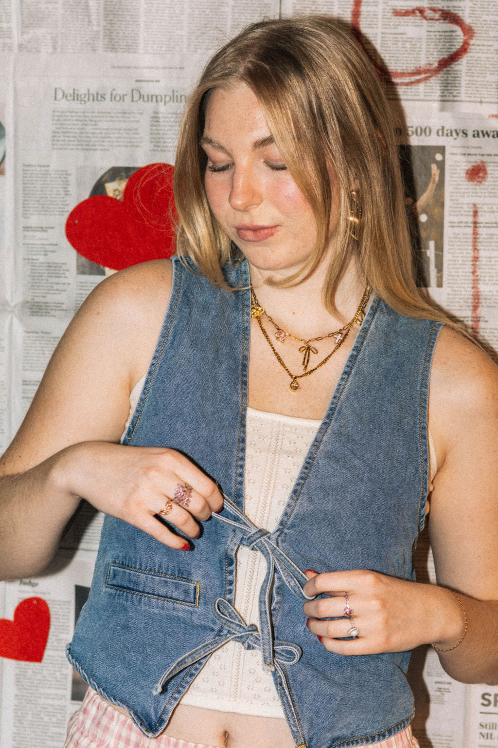 Bow denim vest <3