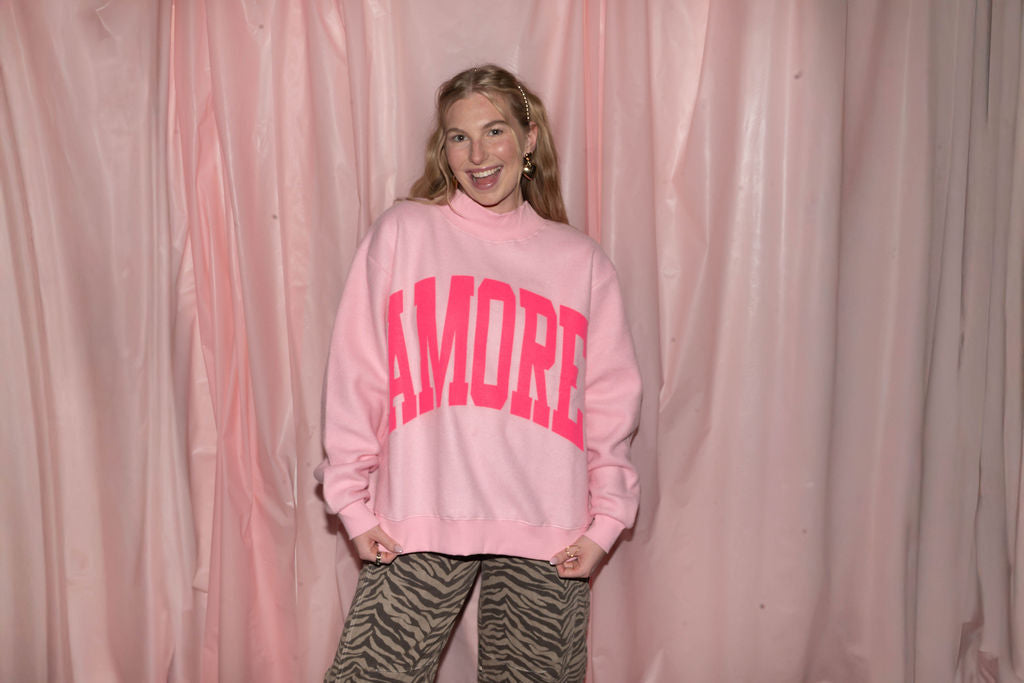 AMORE mock neck reversible pullover!