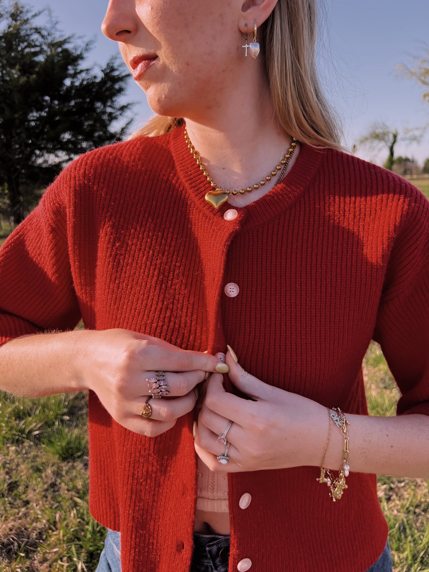 Little red cardigan