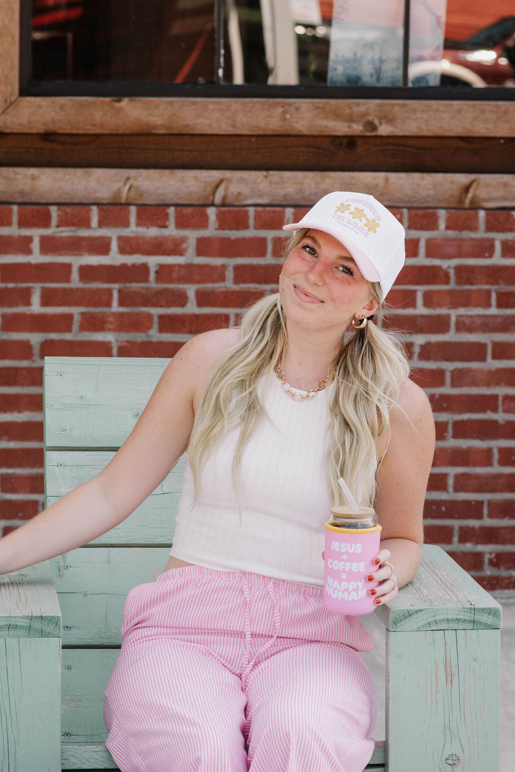 CONSIDER THE LILIES baby pink hat!