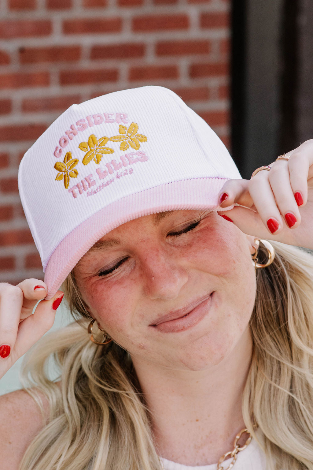 CONSIDER THE LILIES baby pink hat!