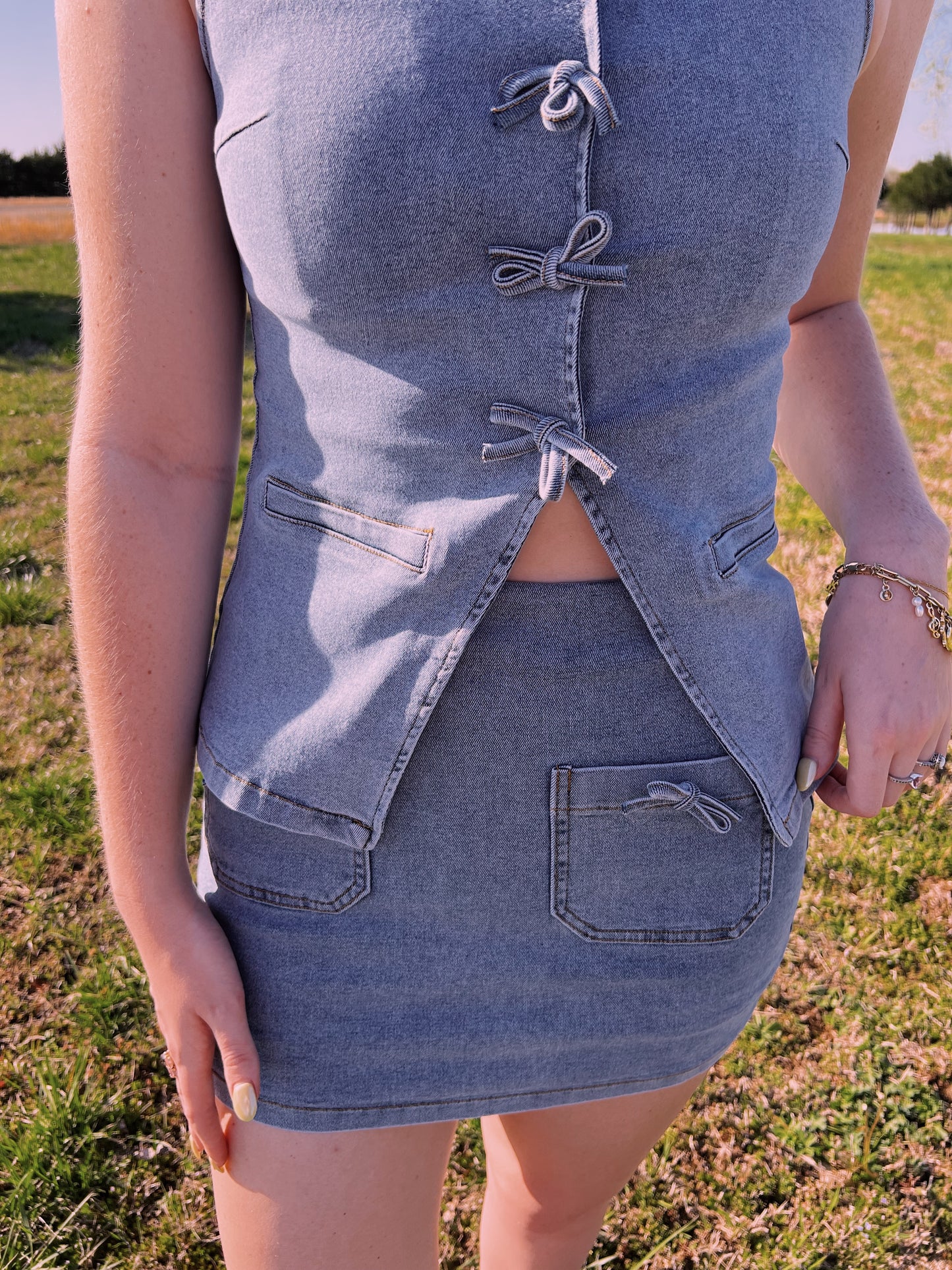 Denim bow set !