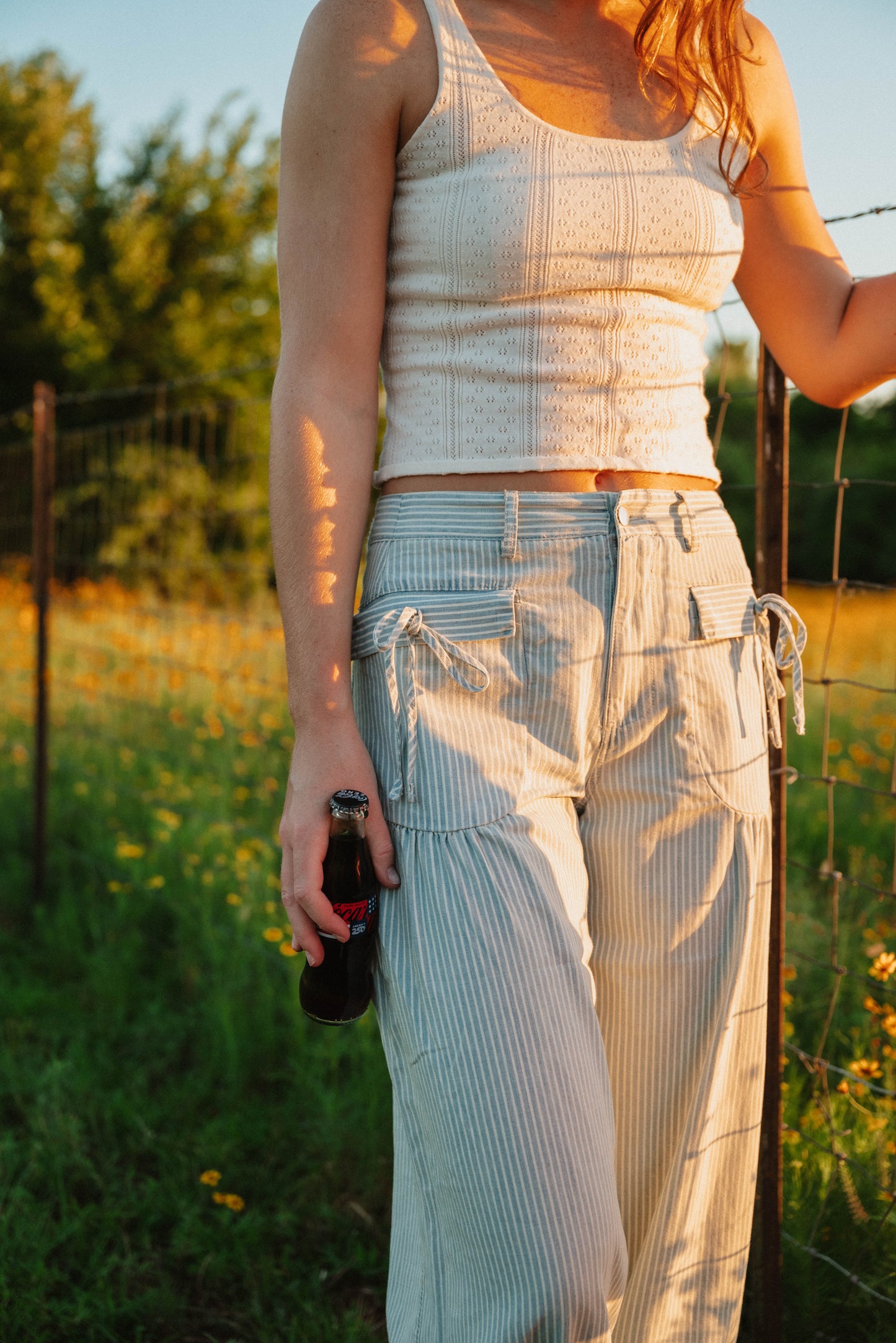 Striped boho denim jeans