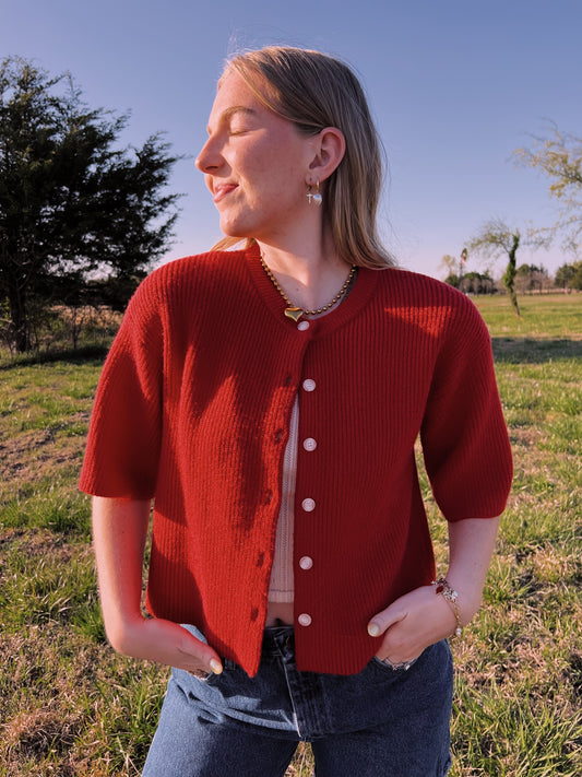 Little red cardigan
