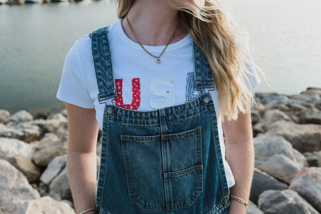 Patchwork USA baby tee