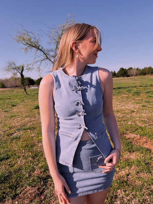 Denim bow set !