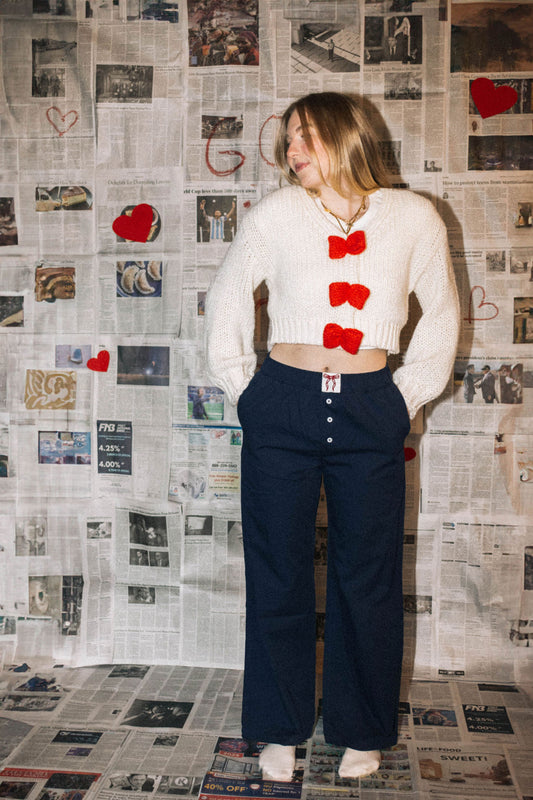 Navy blue bow pants