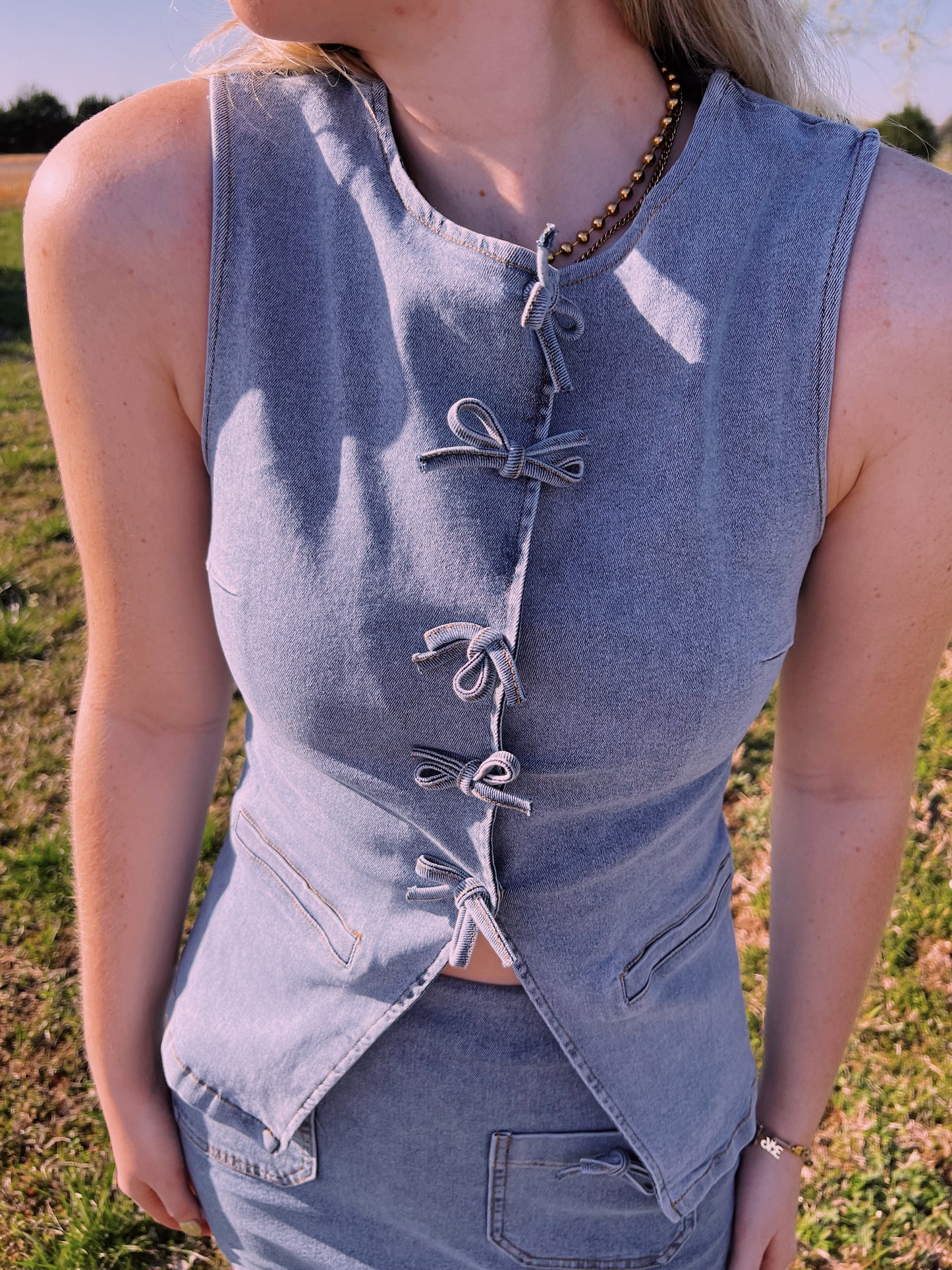 Denim bow set !